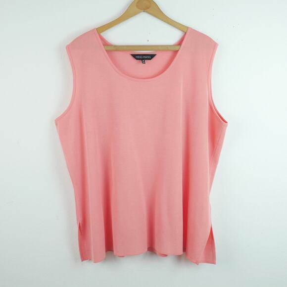 Ming Wang Tops - Ming Wang 2X Shell Top Sleeveless Knit Pink Spring Career Classic Staple Blouse